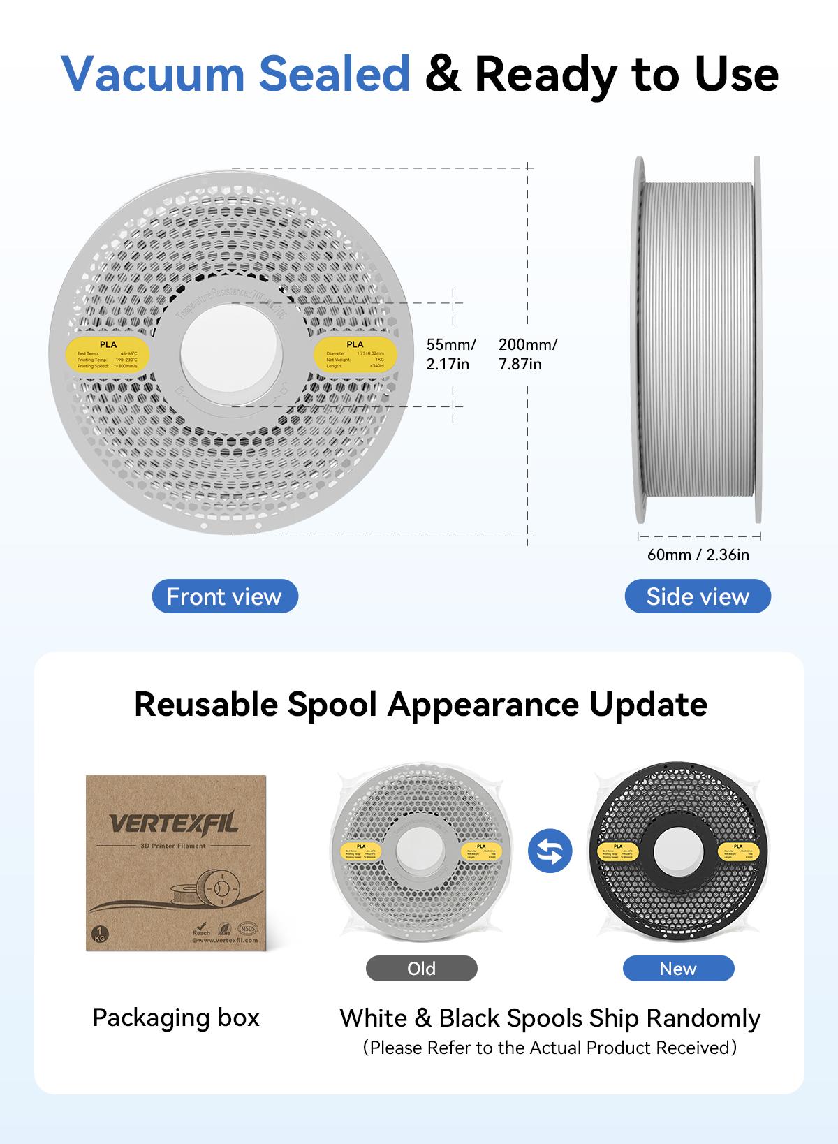 Vertexfil PETG Filament 1.75mm 10kg Bulk Pack (10 x 1kg Spools) - Mix & Match Colors Bundle for 3D Printer