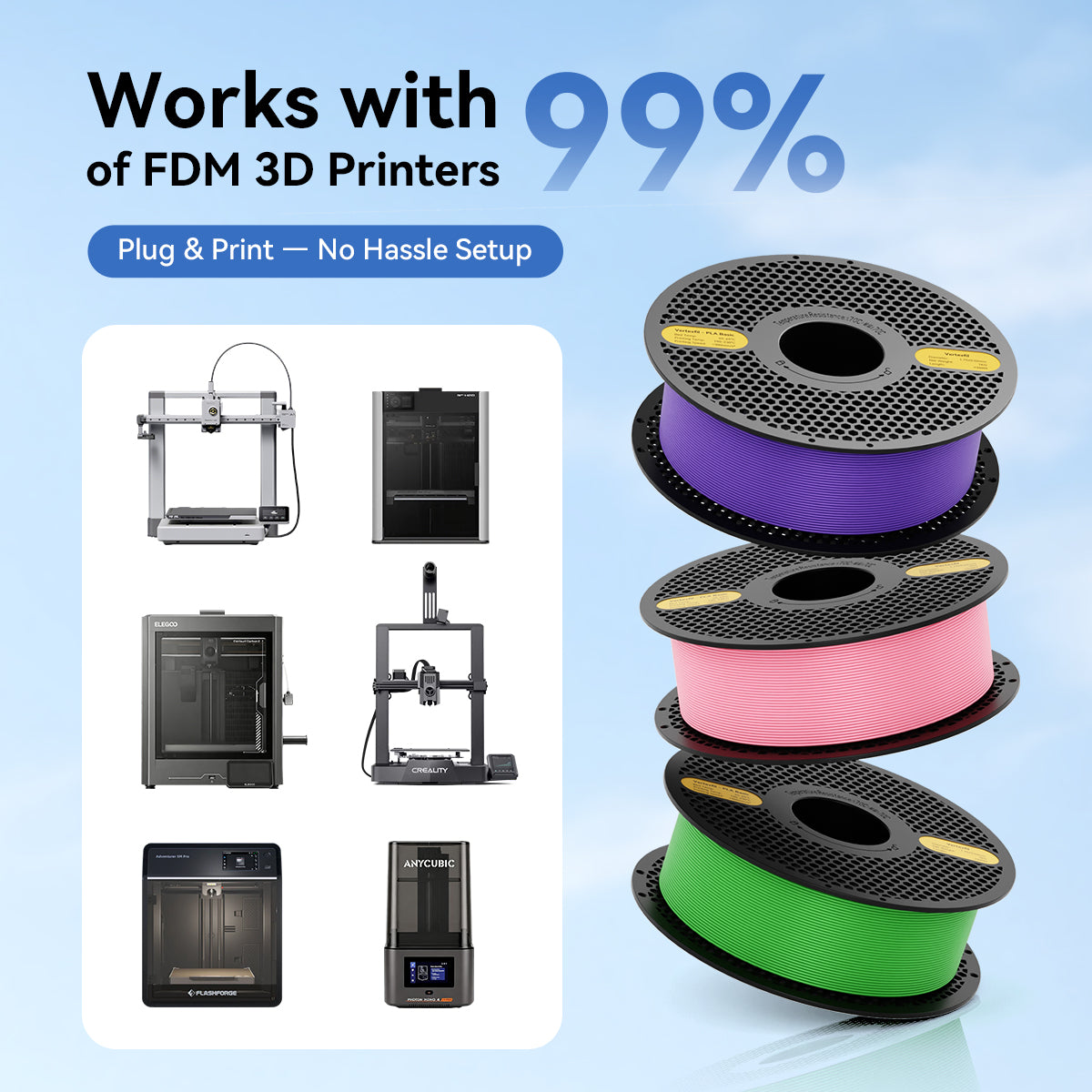 Vertexfil PLA Filament 1.75mm Premium 10kg Carton Box (10 x 1kg Spools) - High Speed 3D Printing Filament