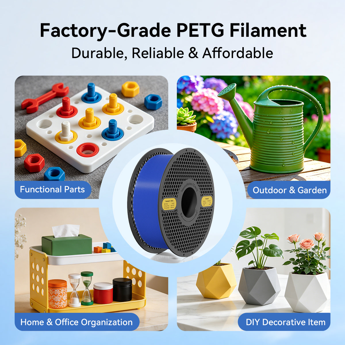 PETG Filament Starter Bundle – 10kg Mixed Colors (10 × 1kg Rolls)